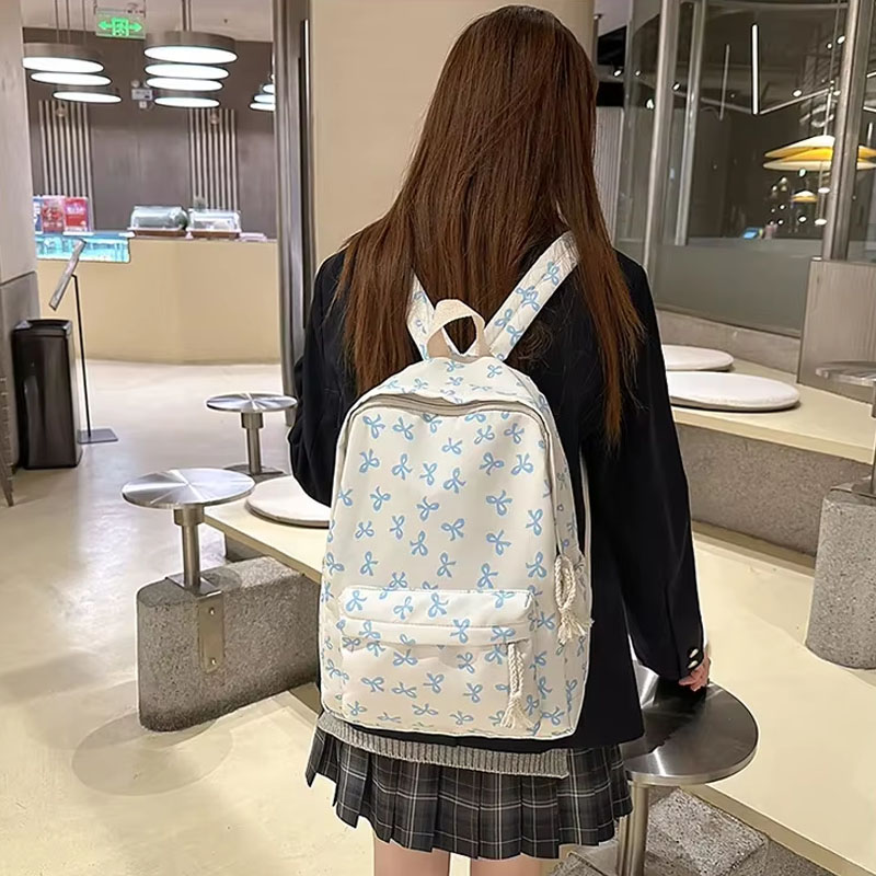 Women Bags Large - กระเป๋าเป้สะพายหลังไนลอนลายดอกไม้สำหรับผู้หญิง 6 สี ความจุขนาดใหญ่ น้ำหนักเบา กระเป๋าเดินทางไปโรงเรียน