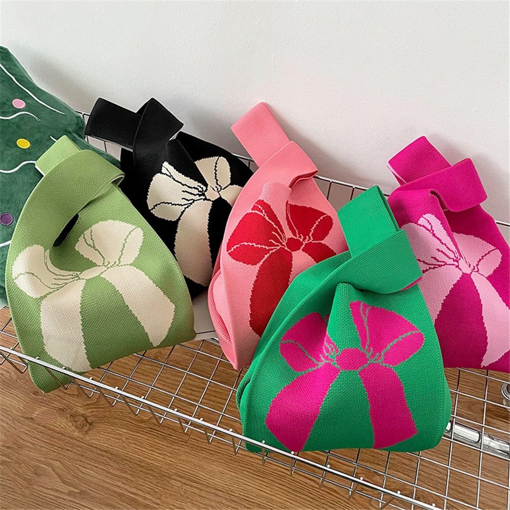 Women Hand Bags Sale - กระเป๋าถือแบบถักงานทำมือสำหรับผู้หญิงหญิงสาวขนาด20*36ซม. กระเป๋าถือผูกโบว์แบบลำลองใช้ซ้ำได้