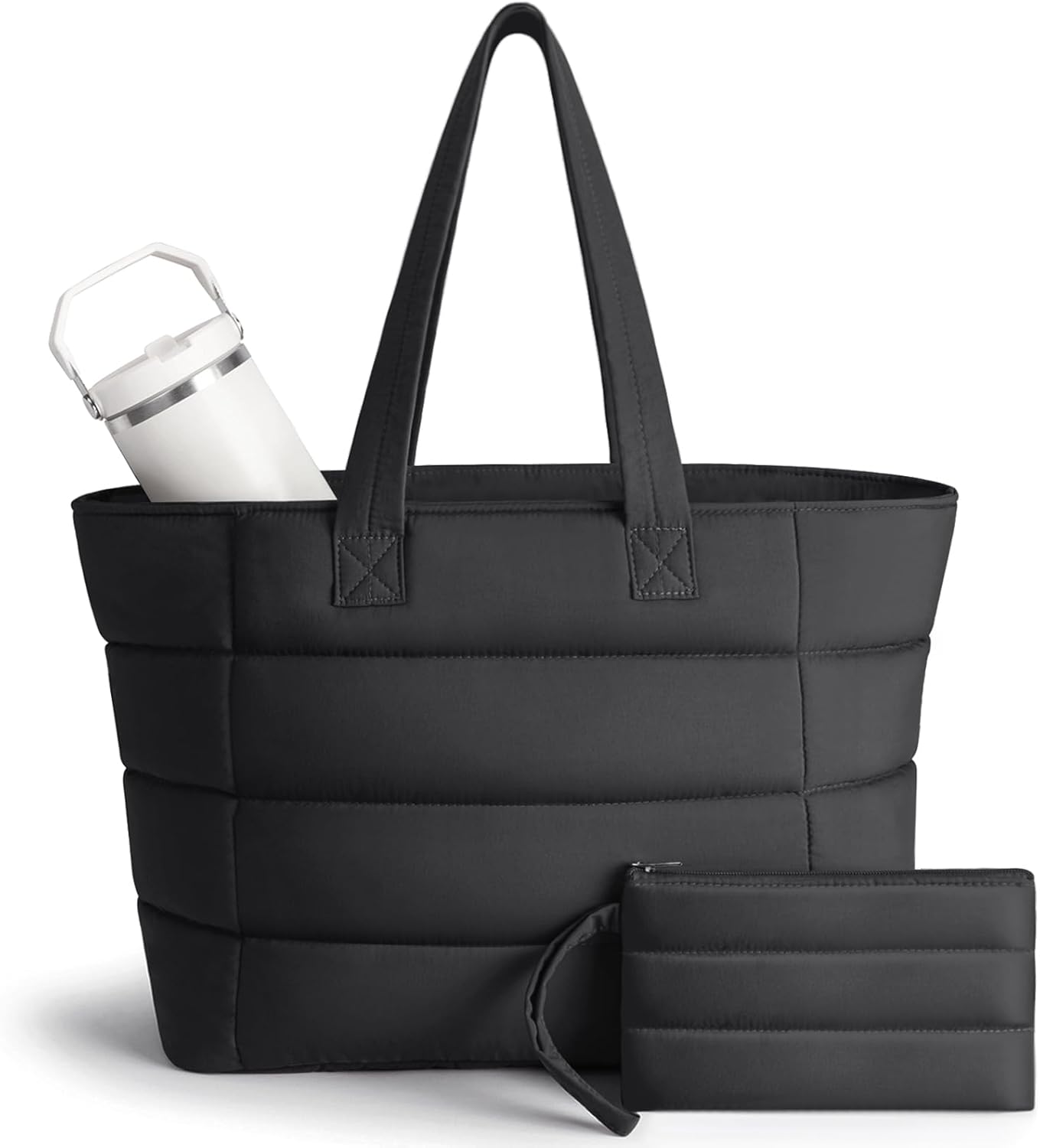 Women'S Work Bags Tote - กระเป๋าโท้ทพัฟฟี่สำหรับผู้หญิง กระเป๋าสะพายไหล่น้ำหนักเบาพร้อมกระเป๋าถือสำหรับเดินทาง ทำงาน ออกกำลังกาย กระเป๋าใส่แล็ปท็อปสำหรับพยาบาลและครู
