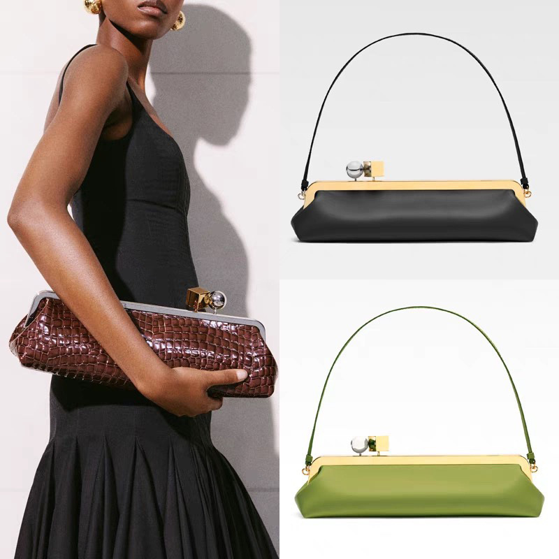 Women Bags Trend 2025 - กระเป๋าคลัทช์ยาวแฟชั่นสำหรับผู้หญิง กระเป๋าสะพายไหล่ดีไซน์หรูหราพร้อมตัวล็อคแบบ Kiss Lock กระเป๋าถือสำหรับงานปาร์ตี้สุดหรู กระเป๋าใต้แขนสุดอินเทรนด์