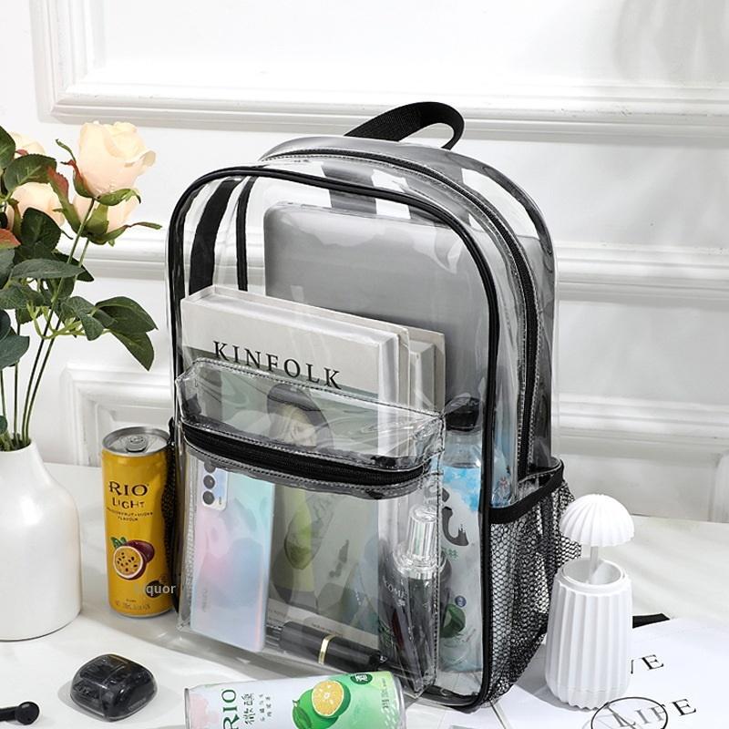 Women Bags Large - กระเป๋าเป้สะพายหลัง PVC ใสสำหรับกีฬากลางแจ้ง กระเป๋าเดินทางแบบลำลอง กระเป๋าเป้สะพายหลังแบบมองเห็นได้ ความจุขนาดใหญ่
