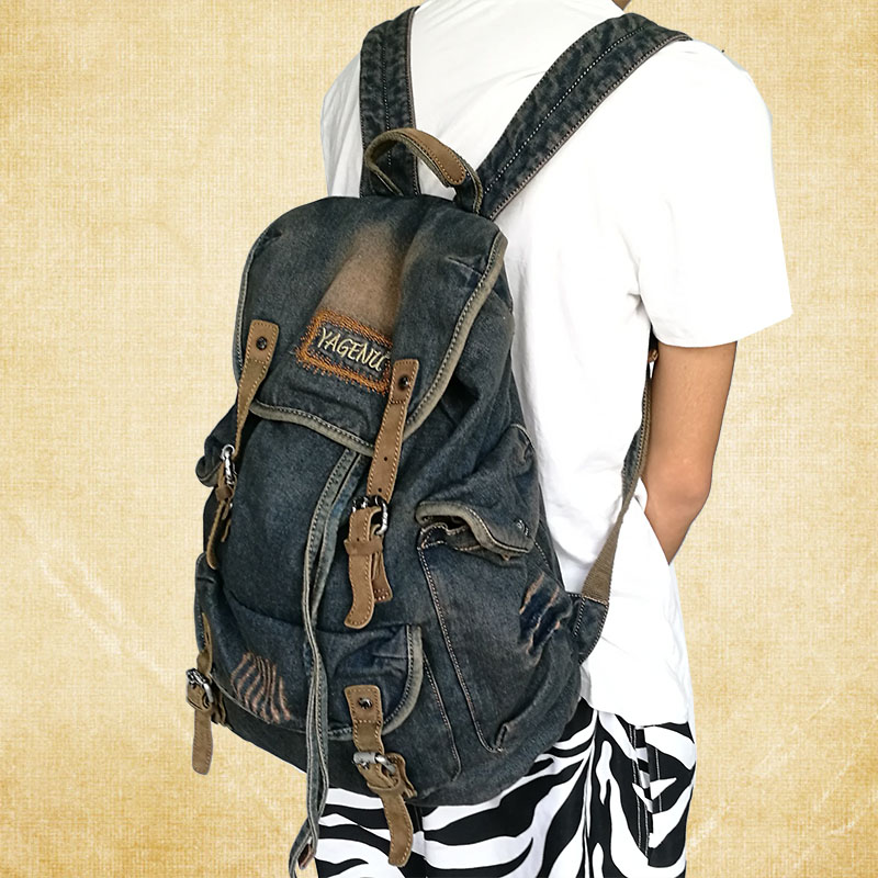 Women Bags Large - กระเป๋าสะพายหลังสไตล์เรโทร ทำจากผ้าแคนวาสและหนัง มีสายสะพายคู่ เหมาะสำหรับใส่ของใช้ในชีวิตประจำวันและเดินทาง ความจุขนาดใหญ่ ดีไซน์ทันสมัย