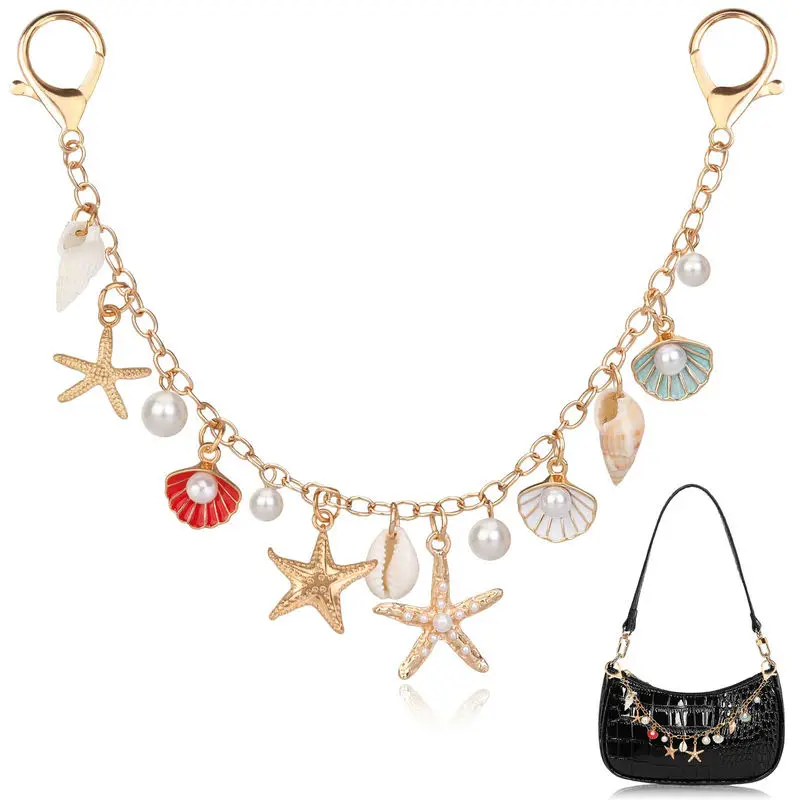 Women Bags Golden - จี้ห้อยกระเป๋าสำหรับกระเป๋าถือ พวงกุญแจทอง จี้เปลือกหอย จี้กุญแจ ของตกแต่งกระเป๋าสำหรับผู้หญิง เครื่องประดับสำหรับทำเครื่องประดับ