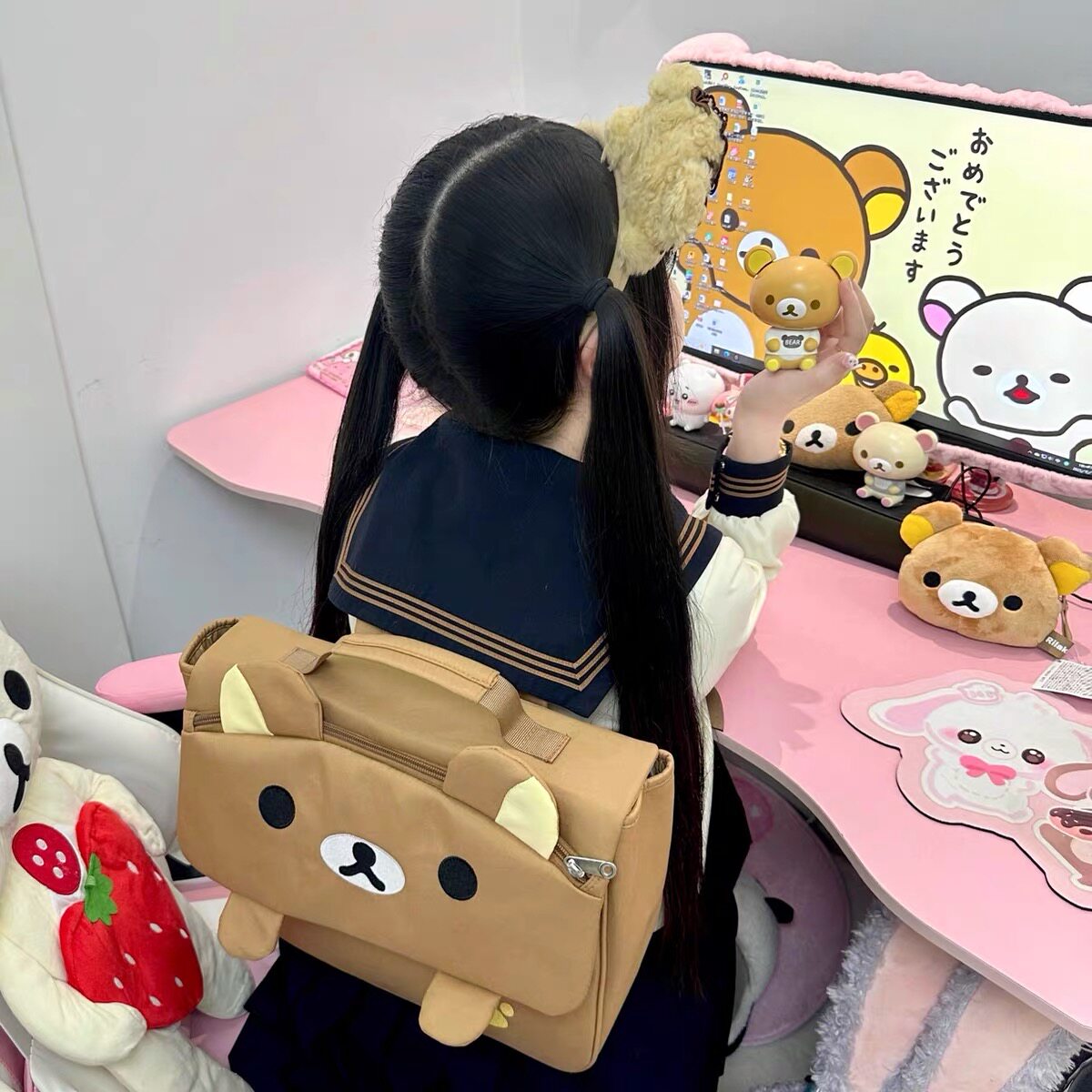 Women'S Japanese Bags - กระเป๋าเป้สะพายหลังลายการ์ตูนหมี น่ารักสไตล์ญี่ปุ่น กันฝุ่น กระเป๋านักเรียน ปักลายหมี อเนกประสงค์