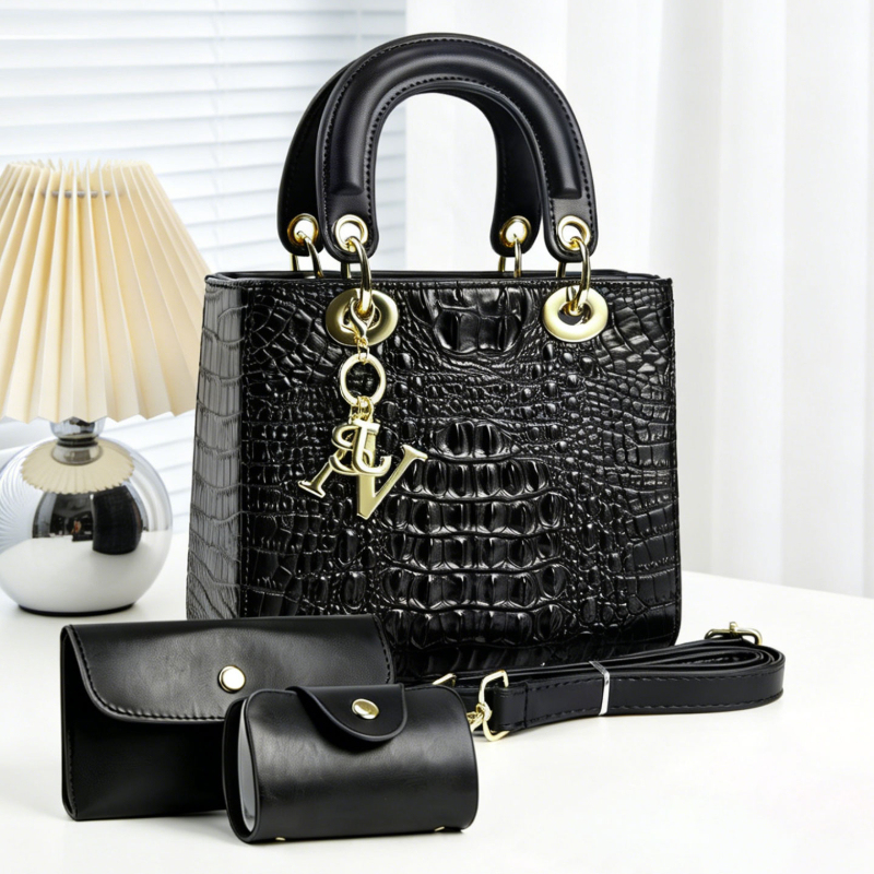 Women'S Bags Handbags - ชุดกระเป๋าถือสตรี 3 ชิ้น กระเป๋าทรงสี่เหลี่ยมเล็ก น้ำหนักเบา ลายจระเข้