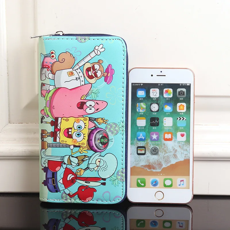 Women Bags And Purses - กระเป๋าสตางค์ยาวลายสพันจ์บ็อบ สแควร์แพนท์ส สำหรับผู้หญิง ลายแพทริค สตาร์ แซนดี้