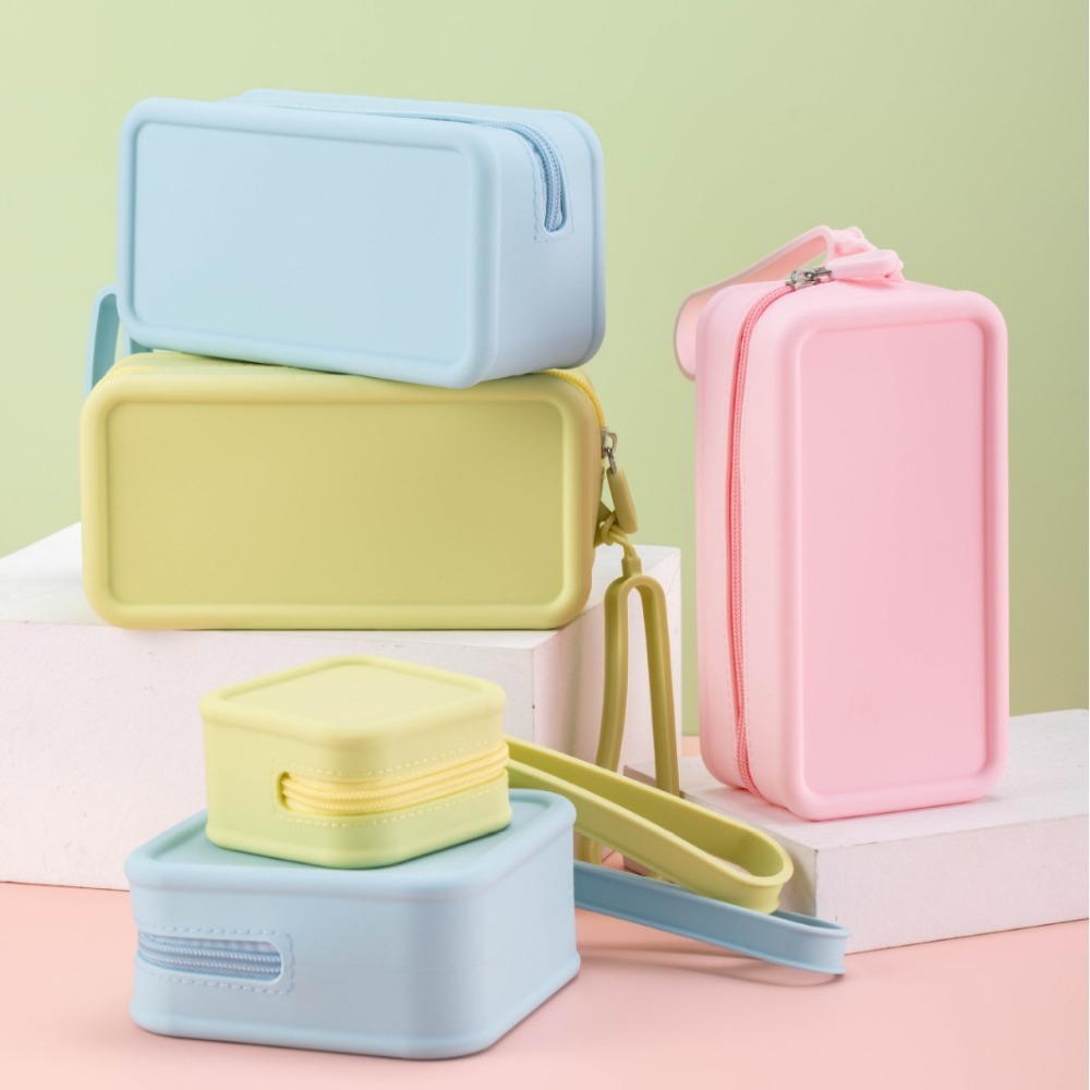Women Bags Large - กระเป๋าใส่เหรียญซิลิโคนพกพา ความจุขนาดใหญ่ กระเป๋าใส่หูฟังแบบมีซิป กันน้ำ สีพื้น กระเป๋าเครื่องสำอางสำหรับผู้หญิงและเด็กสาว