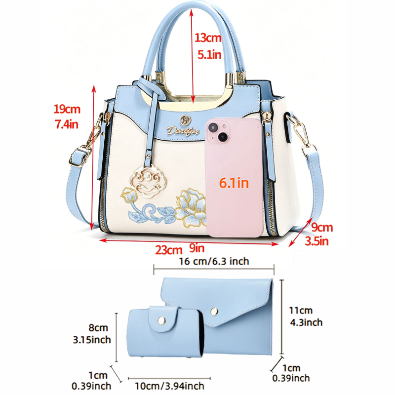 ชุดกระเป๋าถือปักลายคุณภาพสูง 3 - Women'S Bags Handbags บทวิจารณ์และราคา