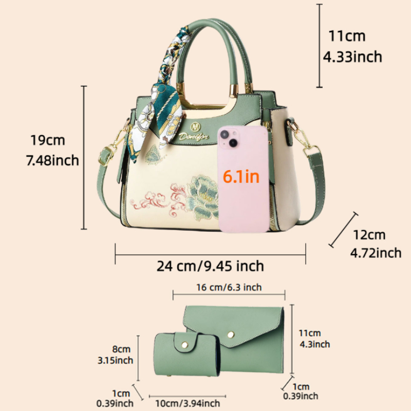 ชุดกระเป๋าถือปักลาย 3 ชิ้น ประ - Women'S Bags Handbags บทวิจารณ์และราคา