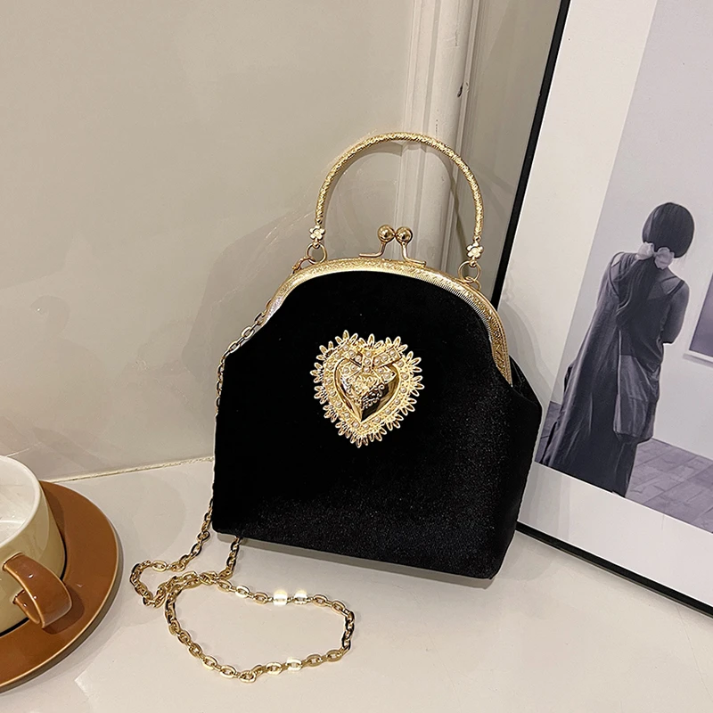 โซ่กํามะหยี่กรอบหัวใจอาหารค่ํา - Women Hand Bags Sale บทวิจารณ์และราคา