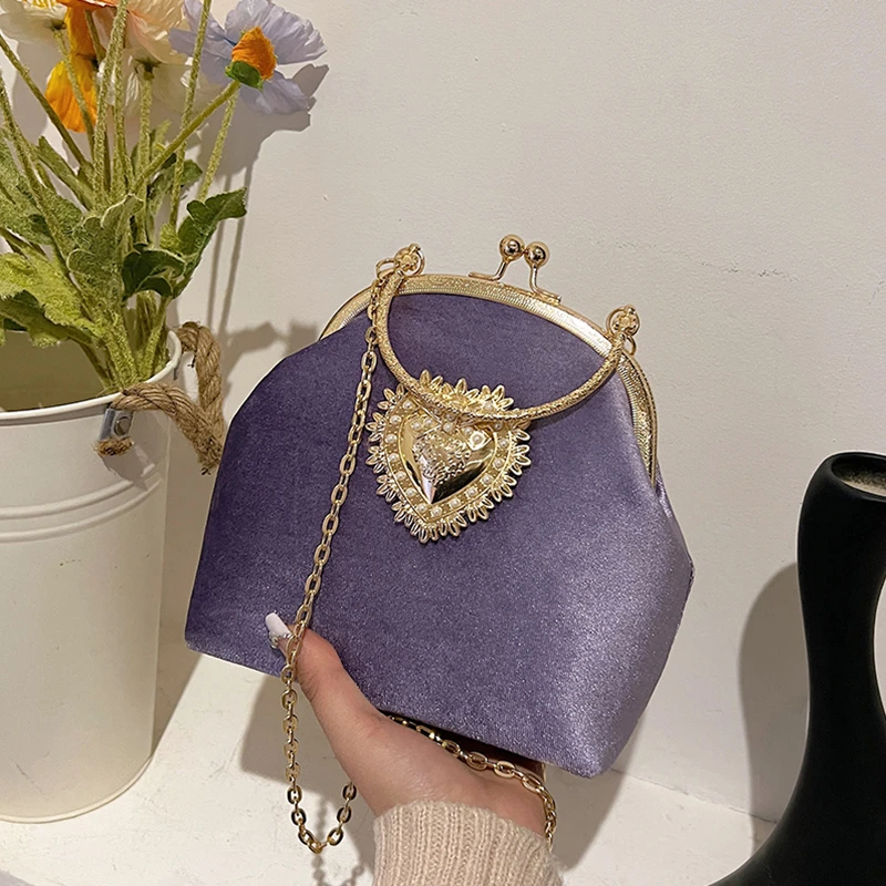 โซ่กํามะหยี่กรอบหัวใจอาหารค่ํา - Women Hand Bags Sale บทวิจารณ์และราคา