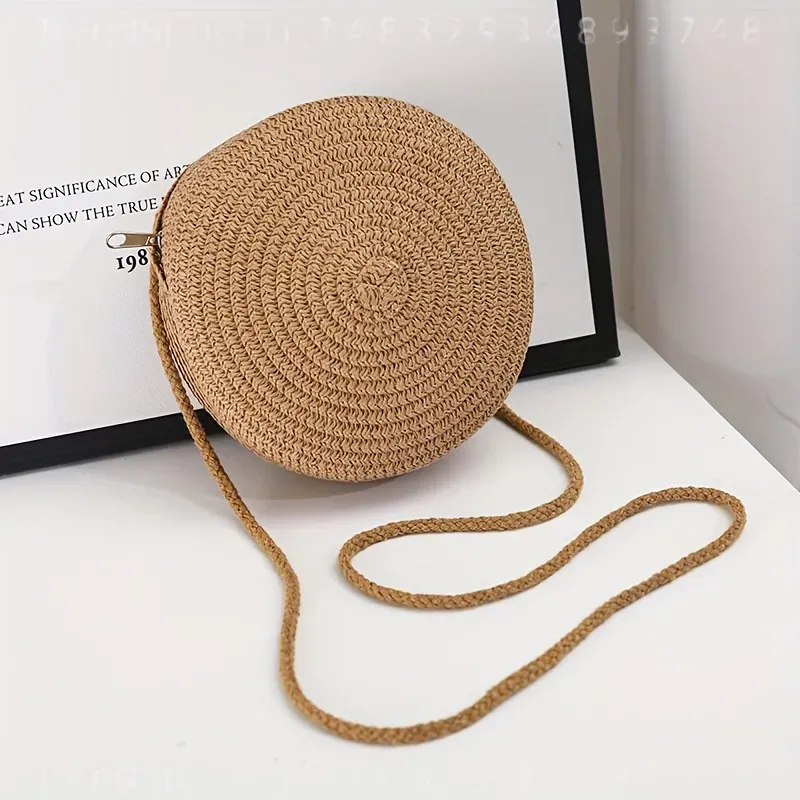 กระเป๋าสะพายข้างทรงกลมสานจากหว - Women Bags And Purses บทวิจารณ์และราคา